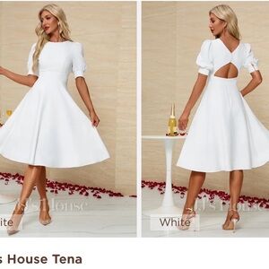 JJs House White Backless Dress Size Medium. This dress runs small.